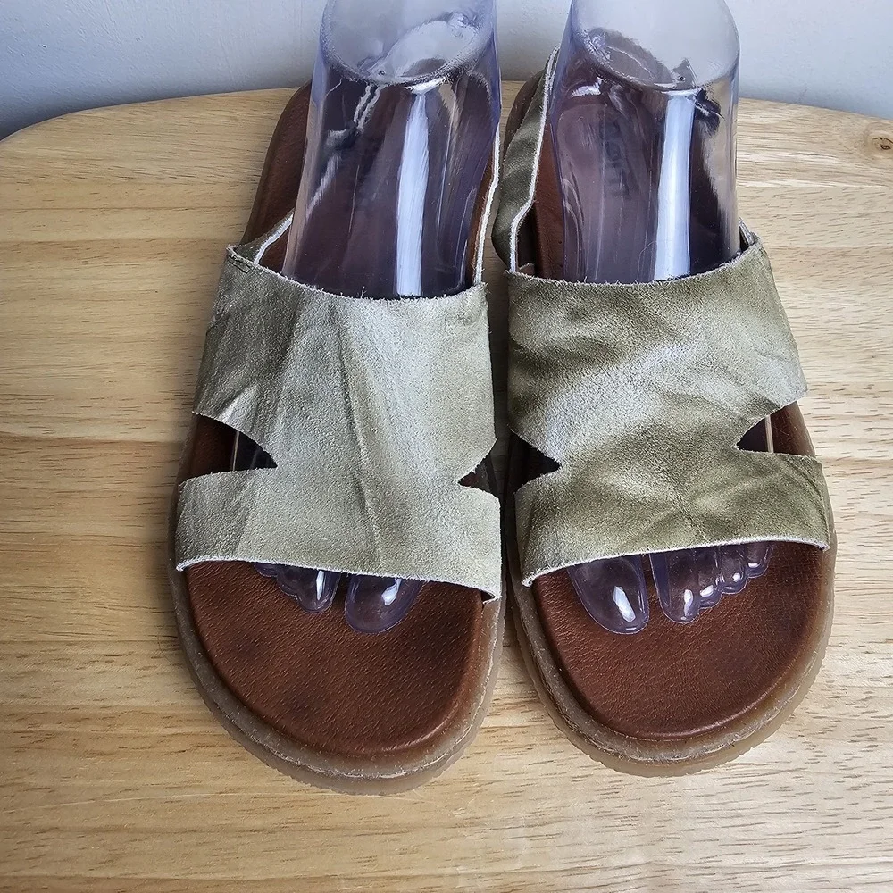 Born Womens Carah Suede Cut-Out Peep-Toe Slingback Sandals Olive Womens‎ Sz 9 M